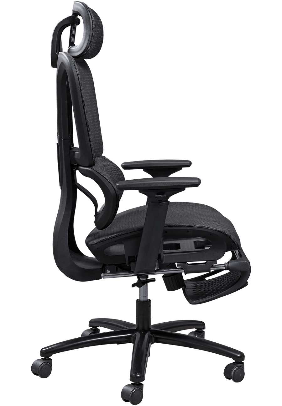 Chaise de bureau ergonomique en maille, cadre en plastique, Design classique, appui-tête réglable, chaise de bureau avec repose-pieds details