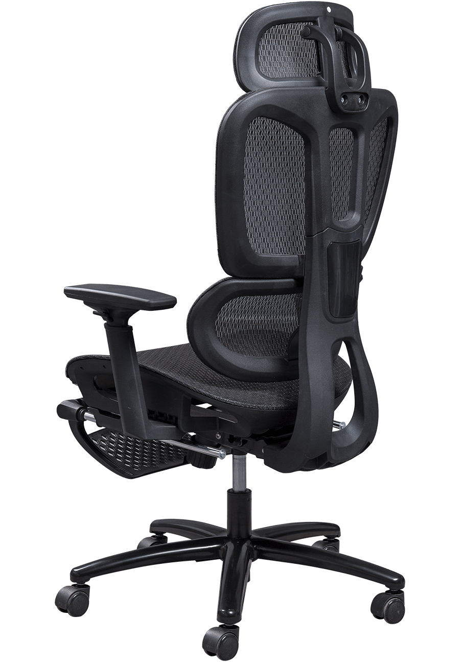 Chaise de bureau ergonomique en maille, cadre en plastique, Design classique, appui-tête réglable, chaise de bureau avec repose-pieds details