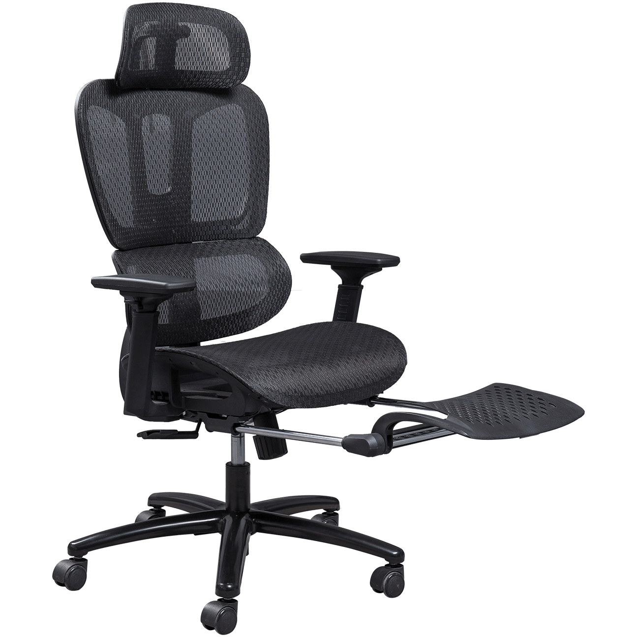 Chaise de bureau ergonomique en maille, cadre en plastique, Design classique, appui-tête réglable, chaise de bureau avec repose-pieds details