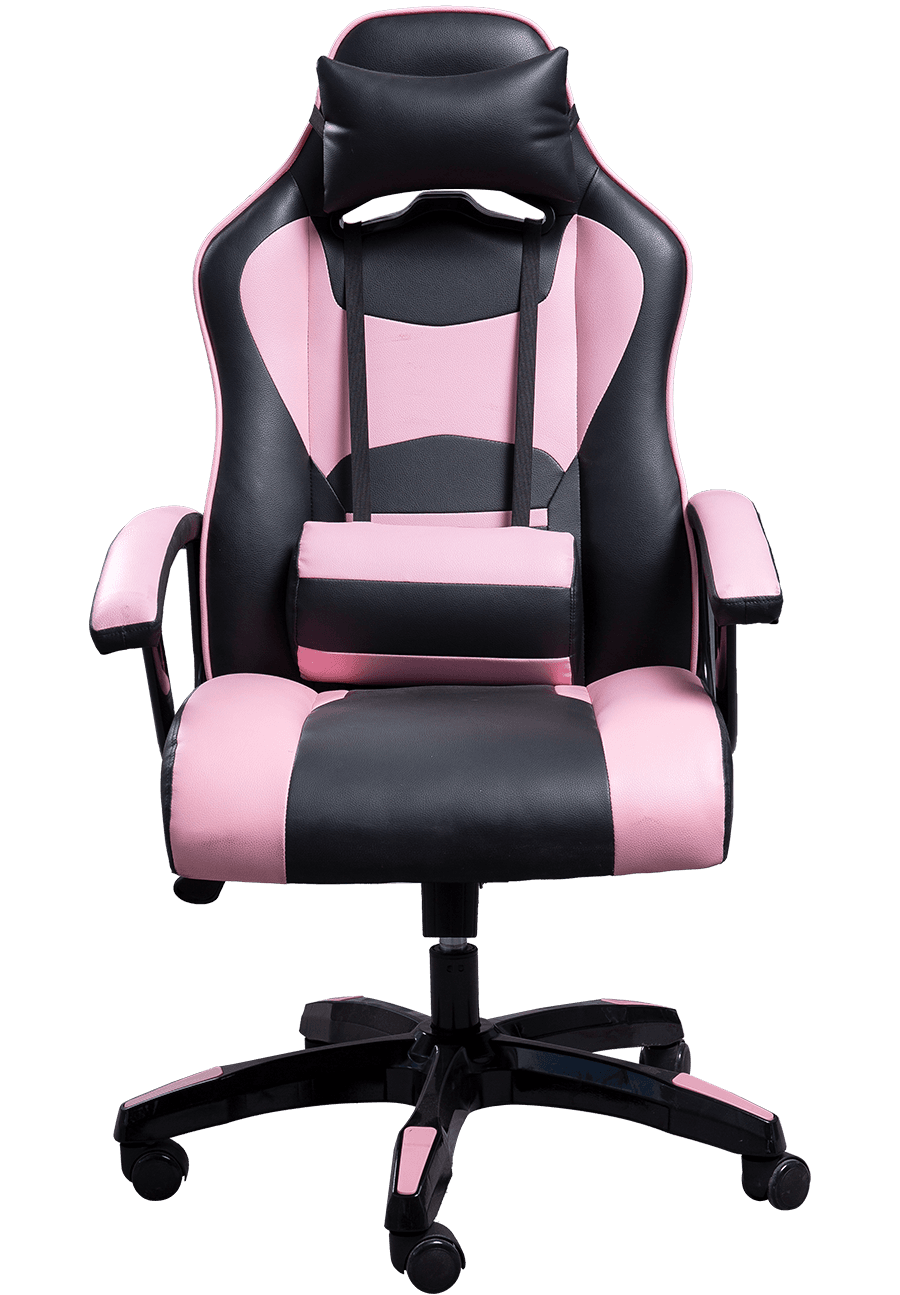 Chaise d'ordinateur en cuir synthétique noir rose pour femmes et enfants, chaise de jeu à dossier réglable en hauteur