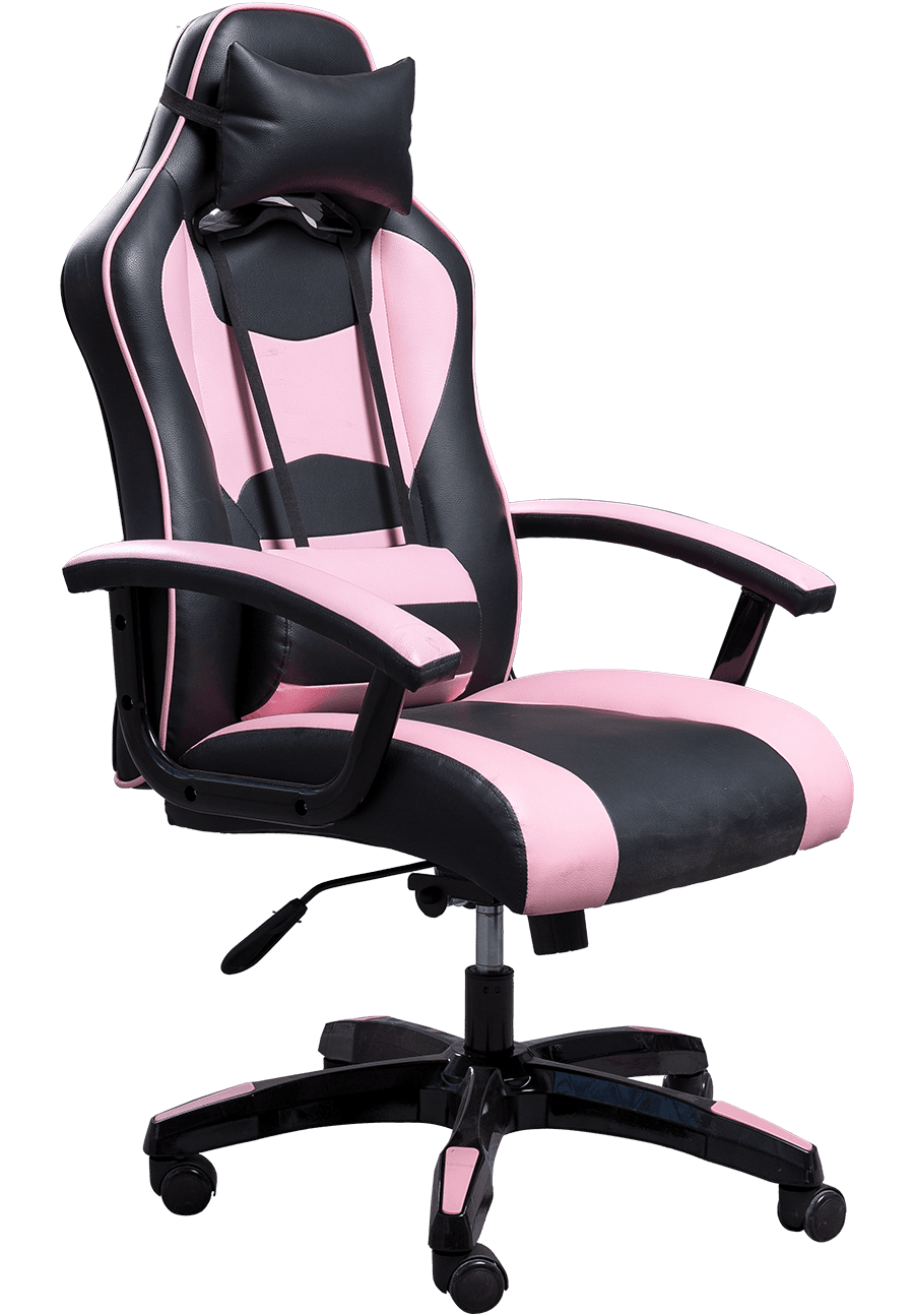 Chaise d'ordinateur en cuir synthétique noir rose pour femmes et enfants, chaise de jeu à dossier réglable en hauteur details