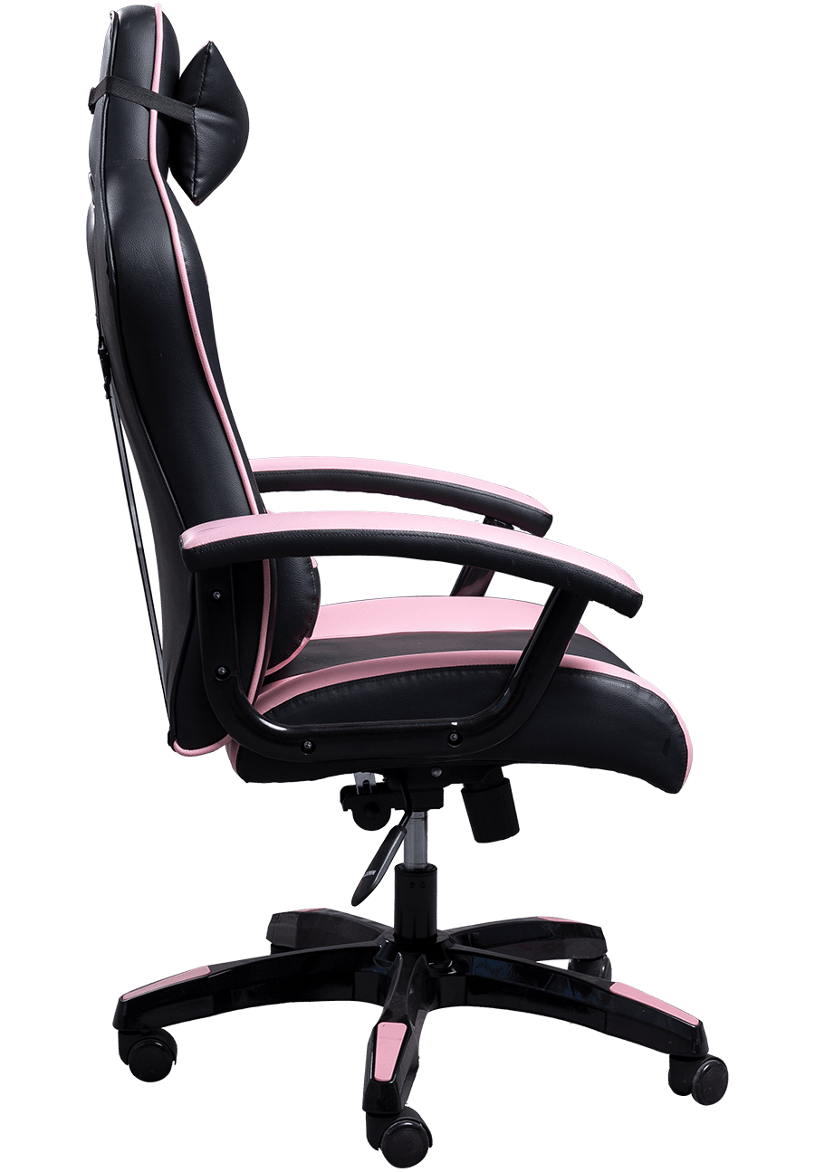 Chaise de bureau en cuir PU noir rose de qualité supérieure, chaise de course confortable pour PC Gamer details