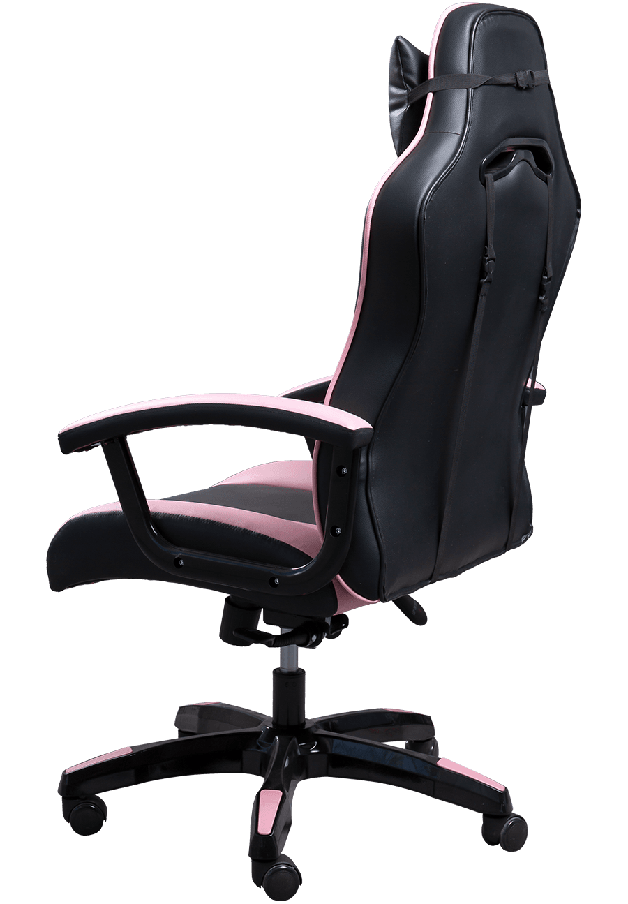 Chaise de bureau en cuir PU noir rose de qualité supérieure, chaise de course confortable pour PC Gamer details