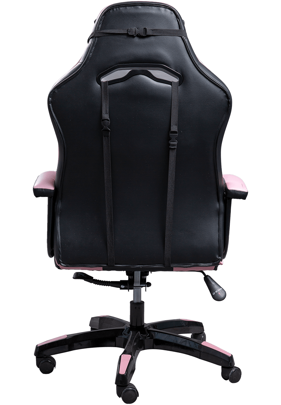 Chaise de bureau en cuir PU noir rose de qualité supérieure, chaise de course confortable pour PC Gamer details