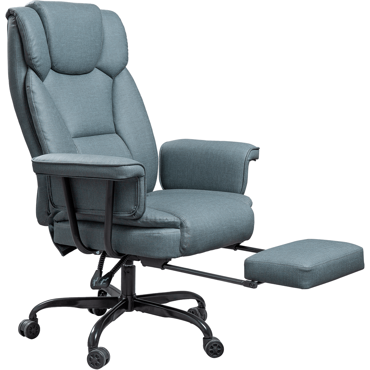 Chaise de direction en tissu avec accoudoirs complets, technologie confortable et Unique, fauteuil de direction inclinable avec repose-pieds details