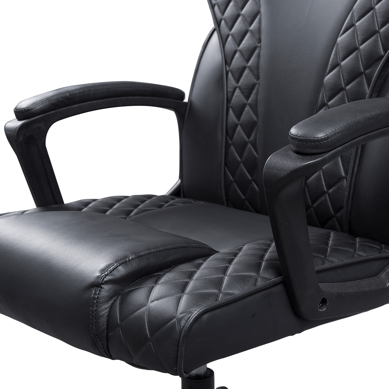 Chaise de bureau d'accoudoir rembourrée par dos en forme de serpent en cuir synthétique avec fonction haut et bas details