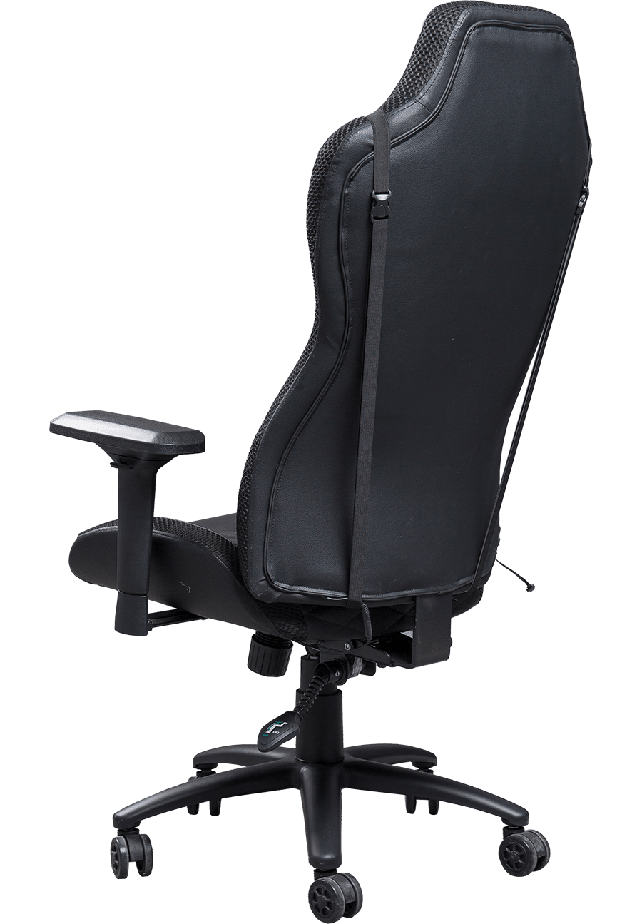 Fonction inclinable Gaming revêtement robuste 360 ​​fonction pivotante PC Gamer chaise entièrement noir PU chaise de jeu details